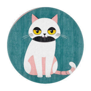Katze mit kräftigen Farben und einem fröhlichen Au Schneidebrett