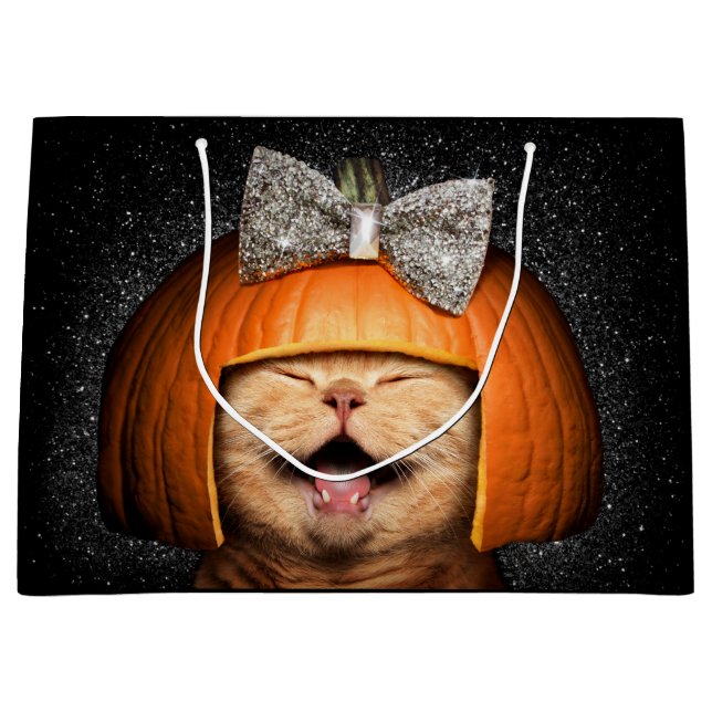 Katze mit Kürbishaar Große Geschenktüte (Vorderseite)