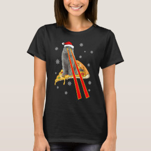 Katze mit Laser-Augen Lustige Pizza-Katze Weihnach T-Shirt