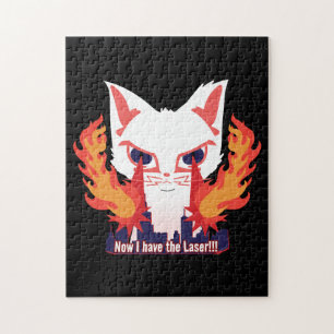 Katze mit Laseraugen brennt die Stadt nieder Puzzle