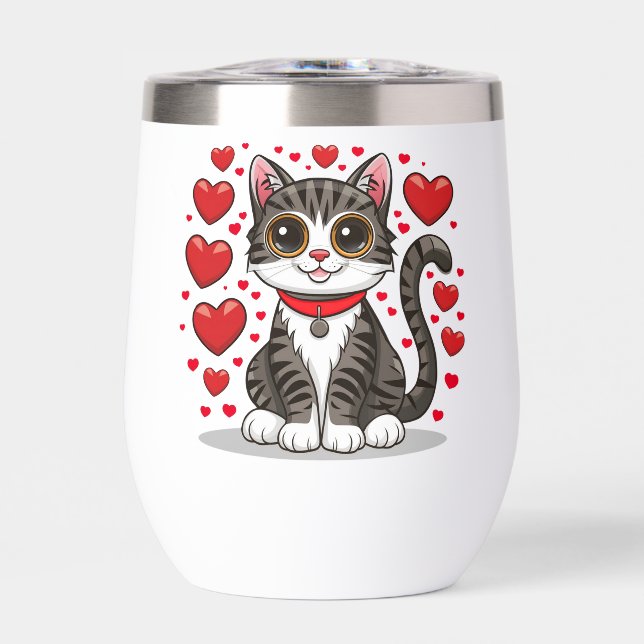 Katze mit Liebessymbolen Clipart-85245 (Vorderseite)