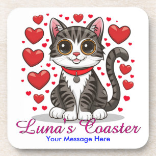Katze mit Liebessymbolen Clipart-85245 Getränkeuntersetzer