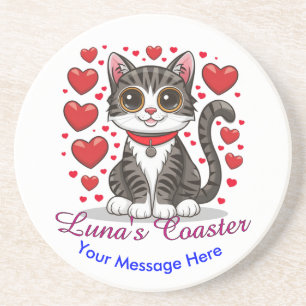 Katze mit Liebessymbolen Clipart-85245 Getränkeuntersetzer