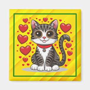 Katze mit Liebessymbolen Clipart-85245 Magnet