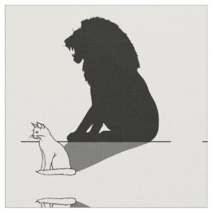 Katze mit Löwenschatten Stoff
