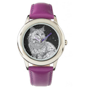 Katze mit Mandala Armbanduhr Kinder