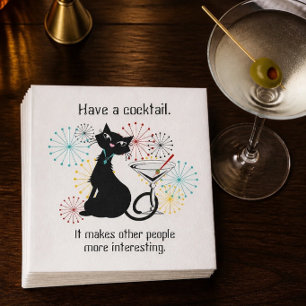 Katze mit Martini-Glaspapier Napkin Serviette