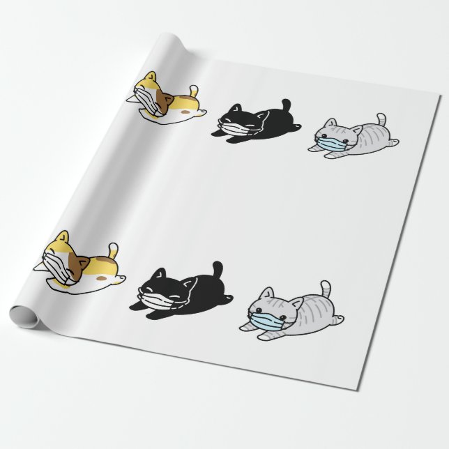 KATZE MIT MASCHINENWASSERpapier Geschenkpapier (Ungerollt)