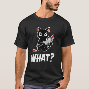 Katze mit Messer Lustige Katzen Meme T-Shirt Katze