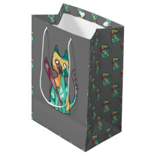 Katze mit Messer Mittlere Geschenktüte