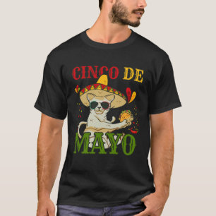 Katze mit mexikanischem Hut und Taco  5 Cinco De M T-Shirt