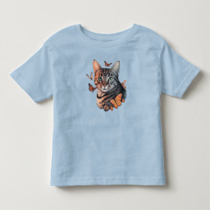 Katze mit Monarchschmetterlingen Kleinkind T-shirt
