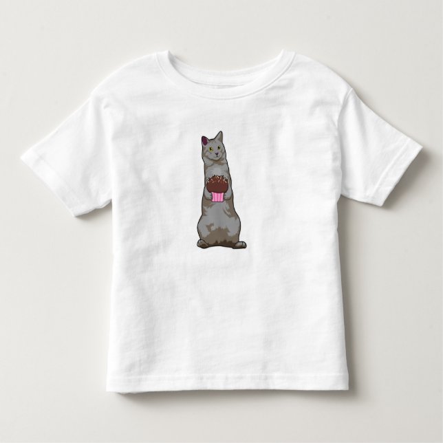 Katze mit Muffin Kleinkind T-shirt (Vorderseite)