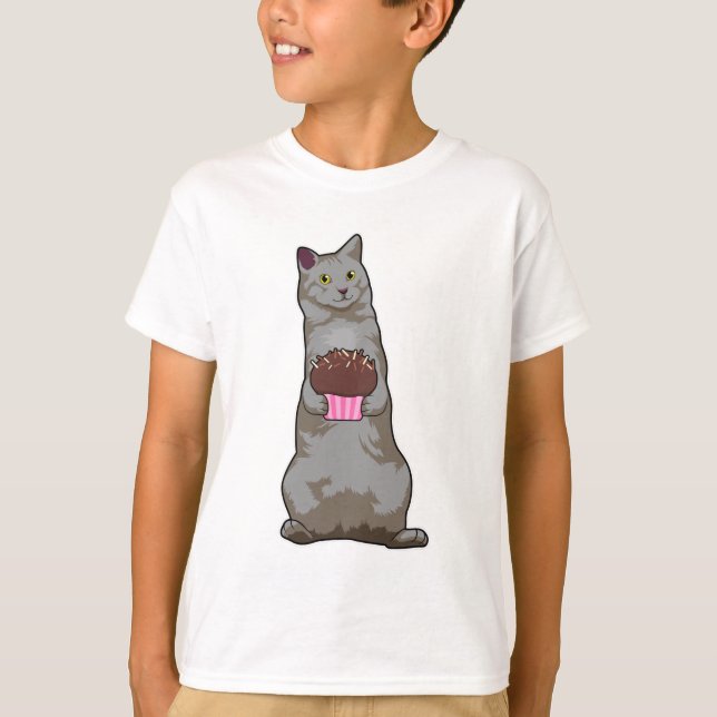 Katze mit Muffin T-Shirt (Vorderseite)