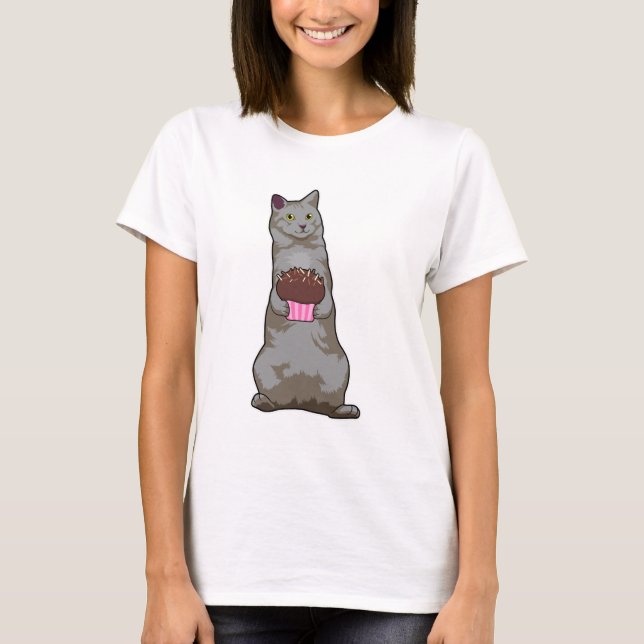 Katze mit Muffin T-Shirt (Vorderseite)