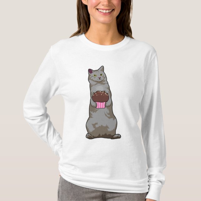 Katze mit Muffin T-Shirt (Vorderseite)