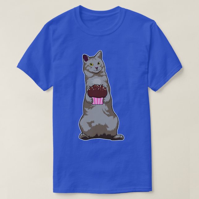 Katze mit Muffin T-Shirt (Design vorne)