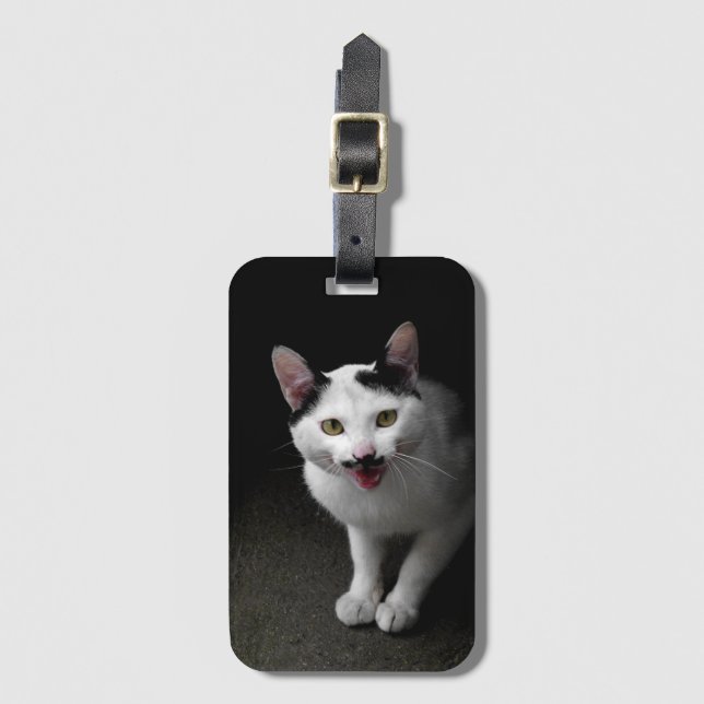 Katze mit Mustache Gepäckanhänger (Vorderseite Vertikal)