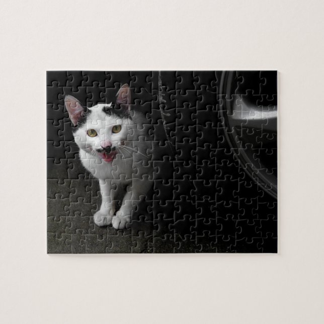 Katze mit Mustache Puzzle (Horizontal)