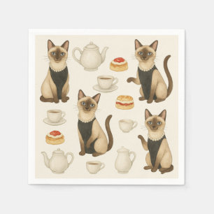 Katze mit Nachmittagstee Party London England Serviette