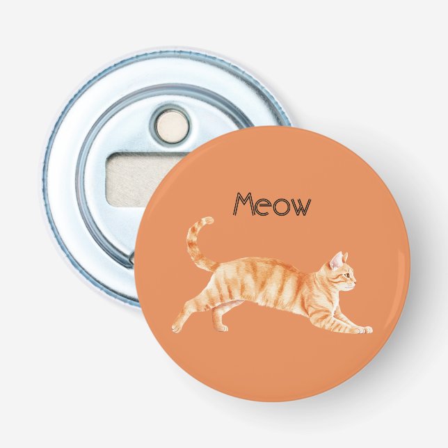 Katze mit orangen Streifen Flaschenöffner (Vorderseite)
