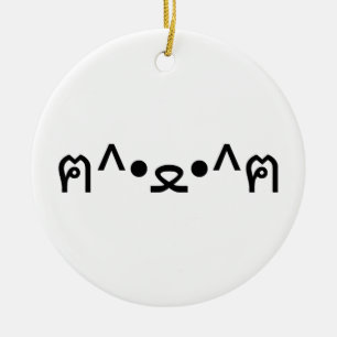 Katze mit Paws Emoticon ฅ^ ・ ع・ Japanisch Kaomoji Keramik Ornament