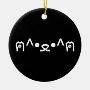 Katze mit Paws Emoticon ฅ^ ・ ع・ Japanisch Kaomoji Keramik Ornament