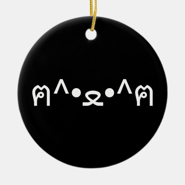 Katze mit Paws Emoticon ฅ^ ・ ع・ Japanisch Kaomoji Keramik Ornament (Vorne)