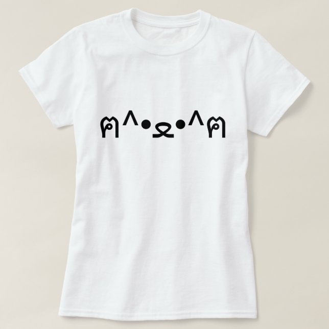 Katze mit Paws Emoticon ฅ^ ・ ع・ Japanisch Kaomoji T-Shirt (Design vorne)