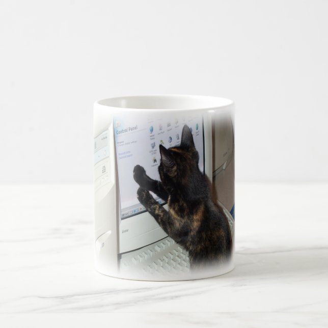 Katze mit PC Tasse (Mittel)