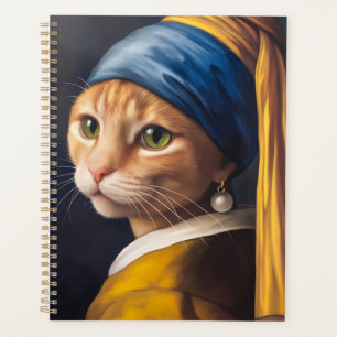Katze mit Perlenohrring   Funny Vermeer Parody Planer