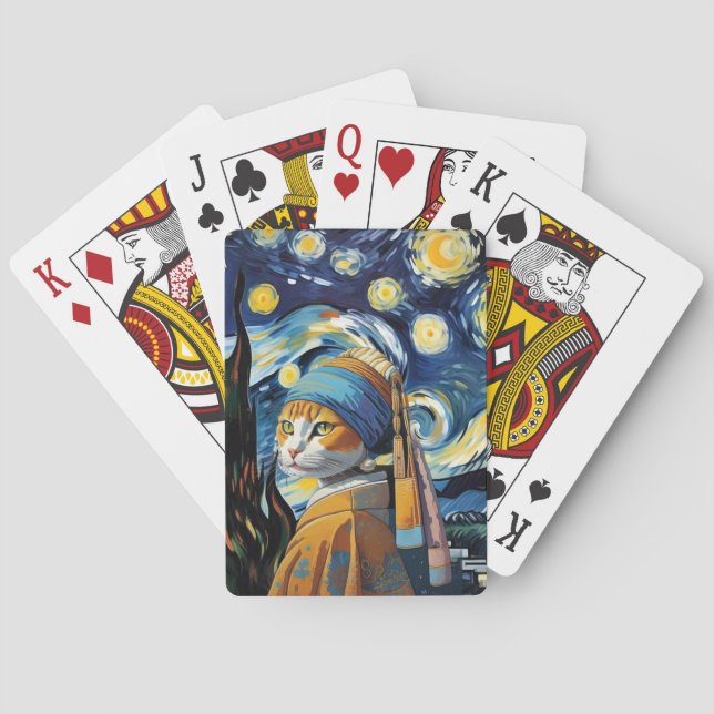 Katze mit Perlenohrring Spielkarten (Rückseite)