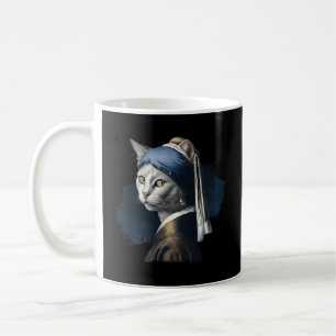 Katze mit Perlenohrring- Vermeer-Malerei- Kaffeetasse
