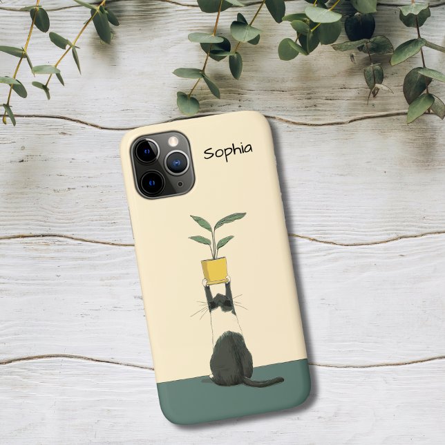 Katze mit Pflanze Case-Mate iPhone Hülle (Von Creator hochgeladen)