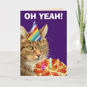 KATZE MIT PIZZA FUNNY BIRTHDAY GREETING CARDS KARTE