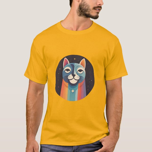 Katze mit Rainbow Aura T-Shirt (Vorderseite)