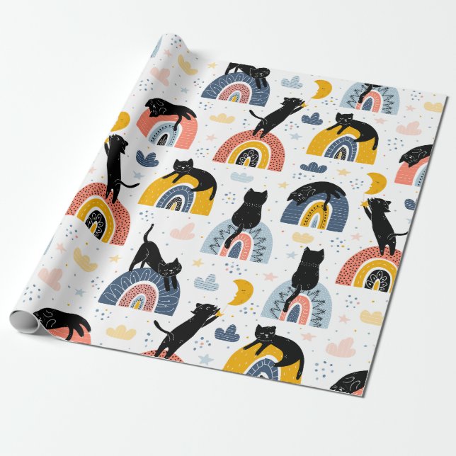 Katze mit Regenbogenmuster-Design  Geschenkpapier (Ungerollt)