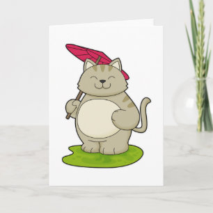 Katze mit Regenschirm Karte