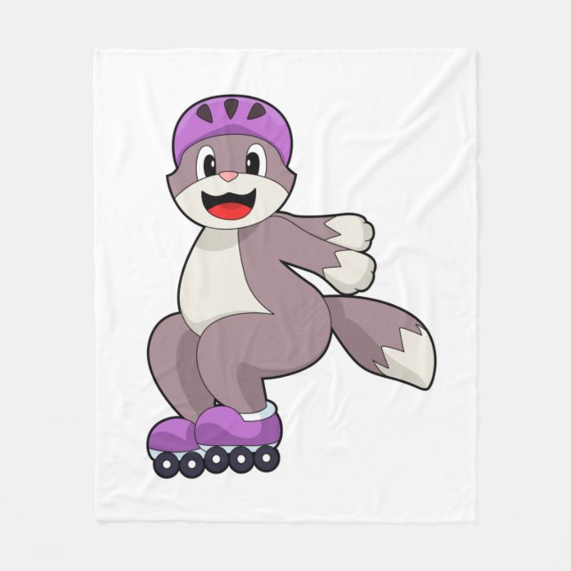 Katze mit Roller-Skaten Fleecedecke (Vorderseite)