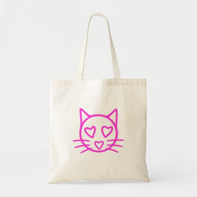Katze mit rosa Herzen Tragetasche (Vorne)