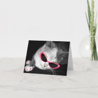 Katze mit rosa Sonnenbrille u. Greifern Notecard