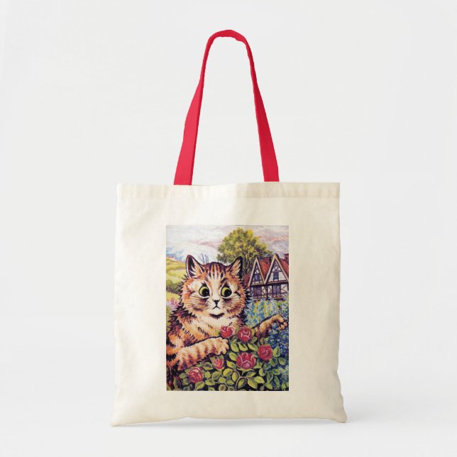 Katze mit Rose, Louis Wain Tragetasche (Vorne)