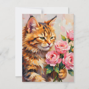 Katze mit Rose Postkarte
