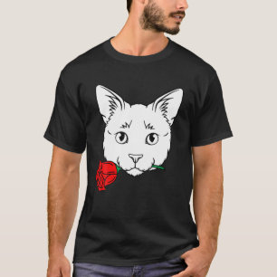 Katze mit Rose Valentinstag Niedlich V-Day Kitten T-Shirt