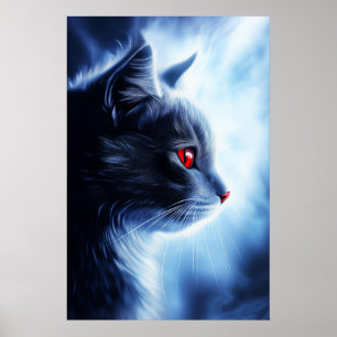 Katze mit roten Augen Poster