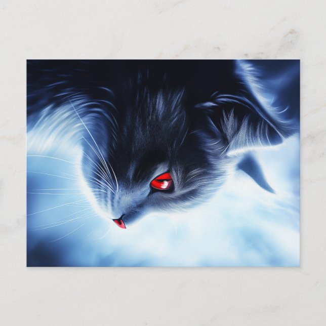 Katze mit roten Augen Postkarte (Vorderseite)