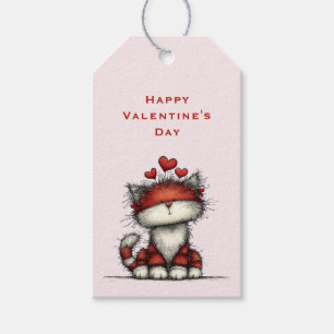 Katze mit roten Liebesherzen Süßes Valentinstag-Ge Geschenkanhänger