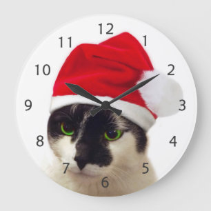 Katze mit Sankt Hut Große Wanduhr