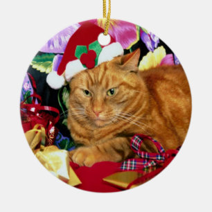 Katze mit Santa Claus Hut - Ornament