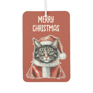 Katze mit Santa Claus Outfit - Weihnachten 1 Autolufterfrischer
